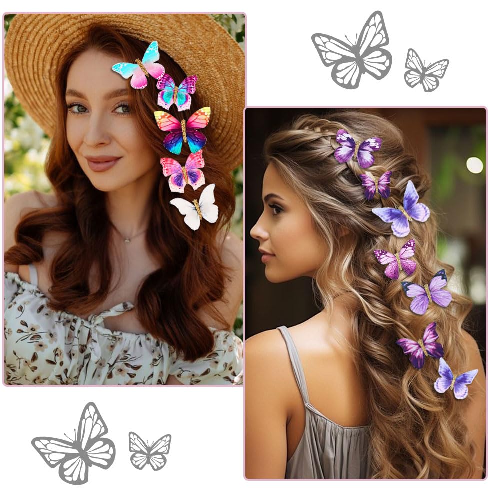 18Pcs Rhinestone Hair Clips with Glitter for Teens Women Y2K Butterfly Jaw Clips, Cute Headwear Gifts for Wedding Back School Hair Accessory Orange image 5