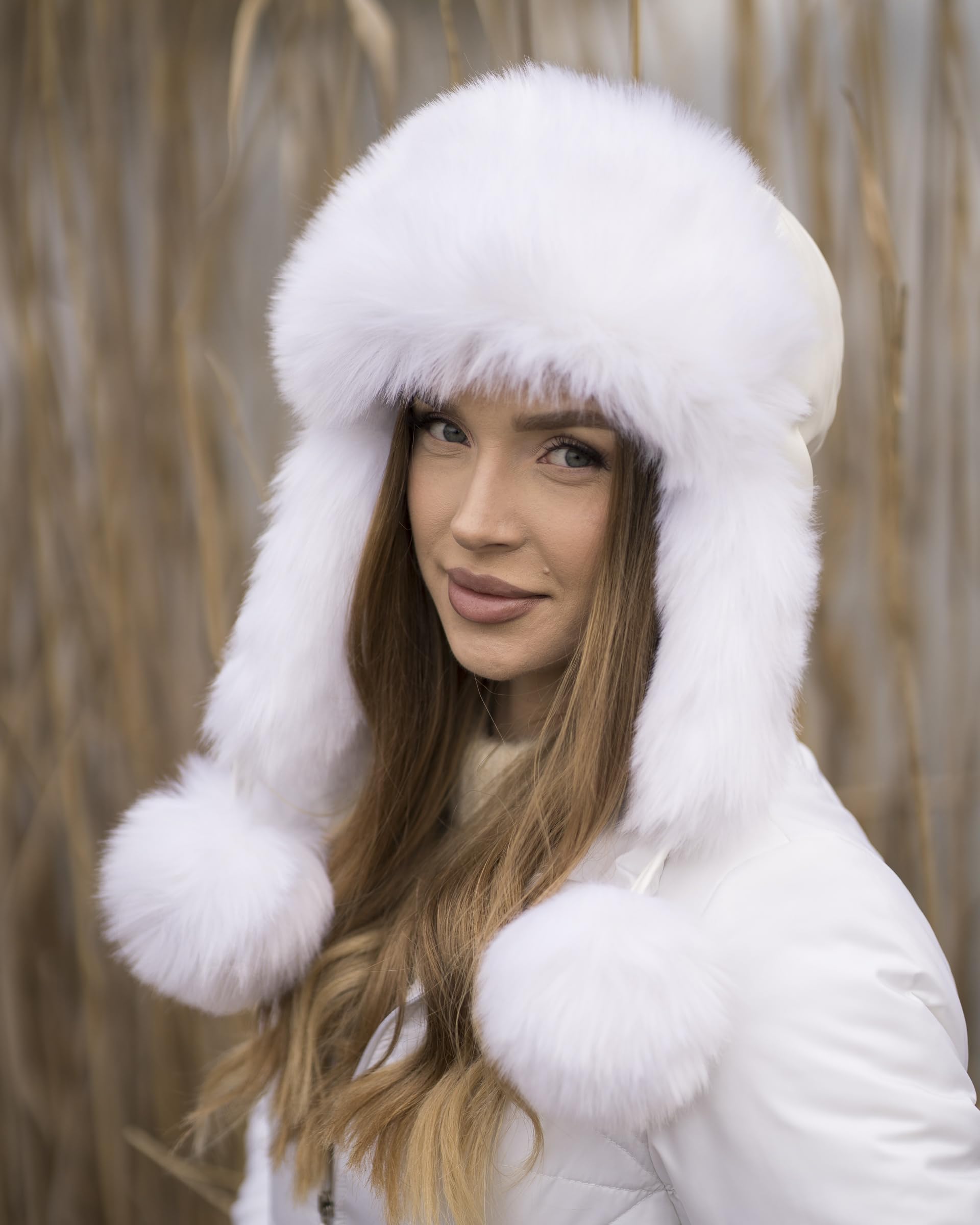 Futrzane Sombrero de Bombardero - Gorro con Cuero y Piel Sintetica para Mujer