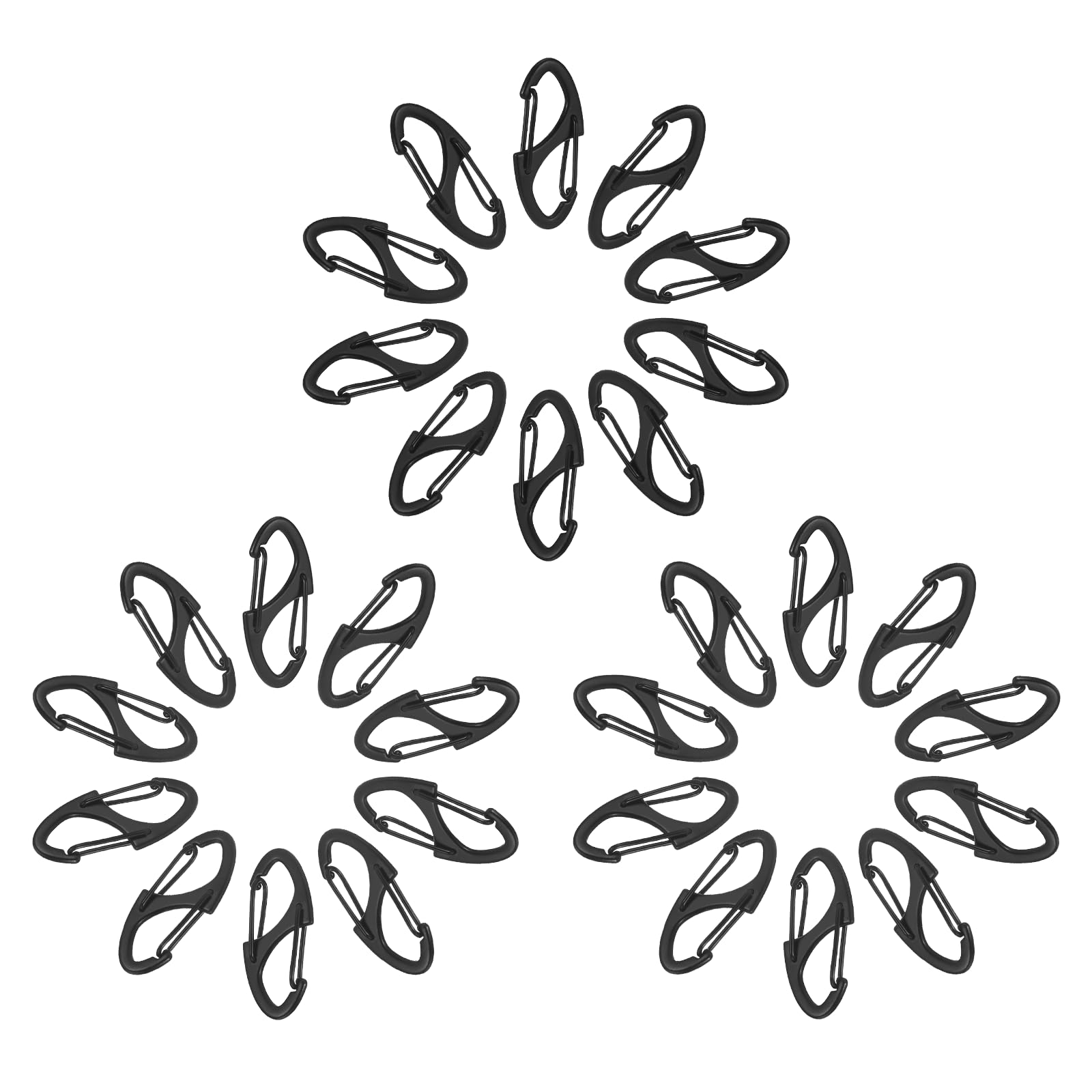 30 Pcs Black Zipper Clips Anti Theft, Zipper Locks for Backpacks Purses Lock for Handbags, Double Carabiner S Clips Anti Pickpocket, Luggage Pull Pick