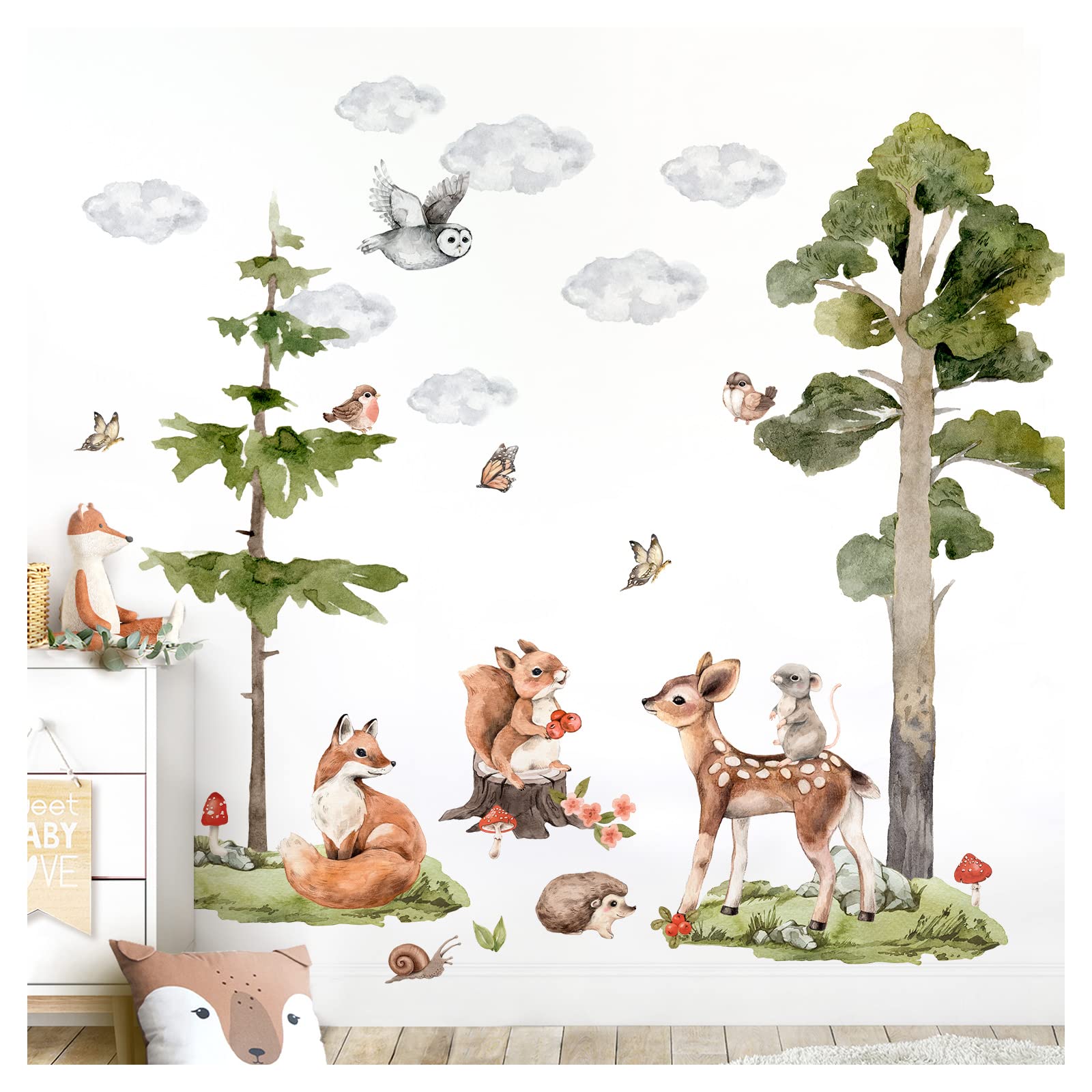 Grandora Wandsticker Kinderzimmer Waldtiere Wandaufkleber Wandtattoo DL773-5