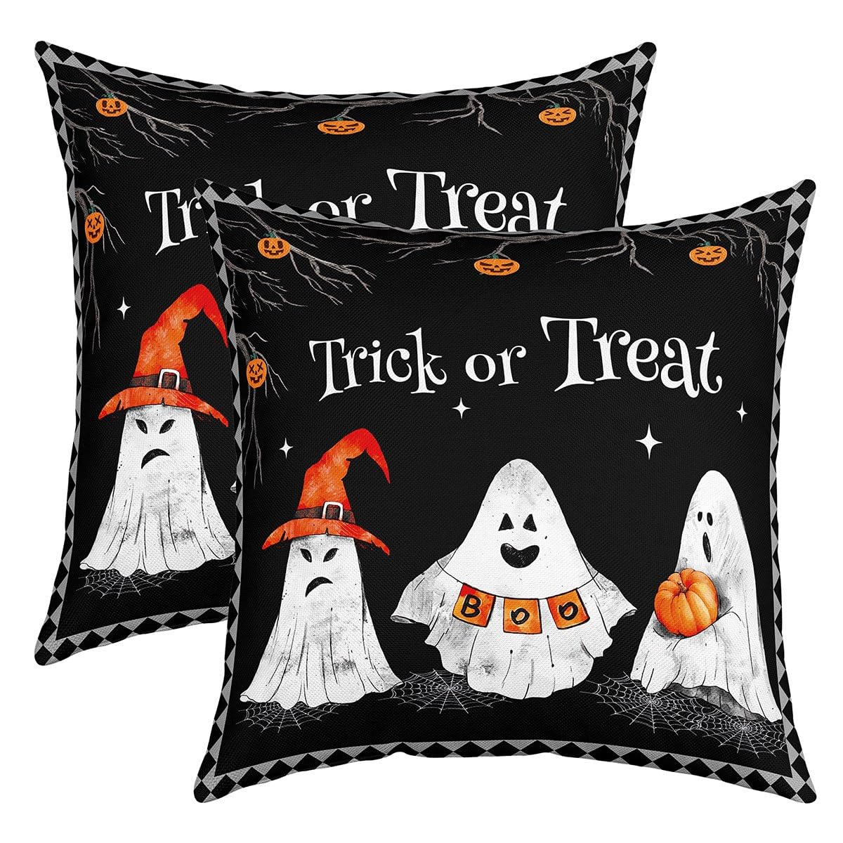 Set di 2 federe decorative per cuscini di Halloween, fantasma