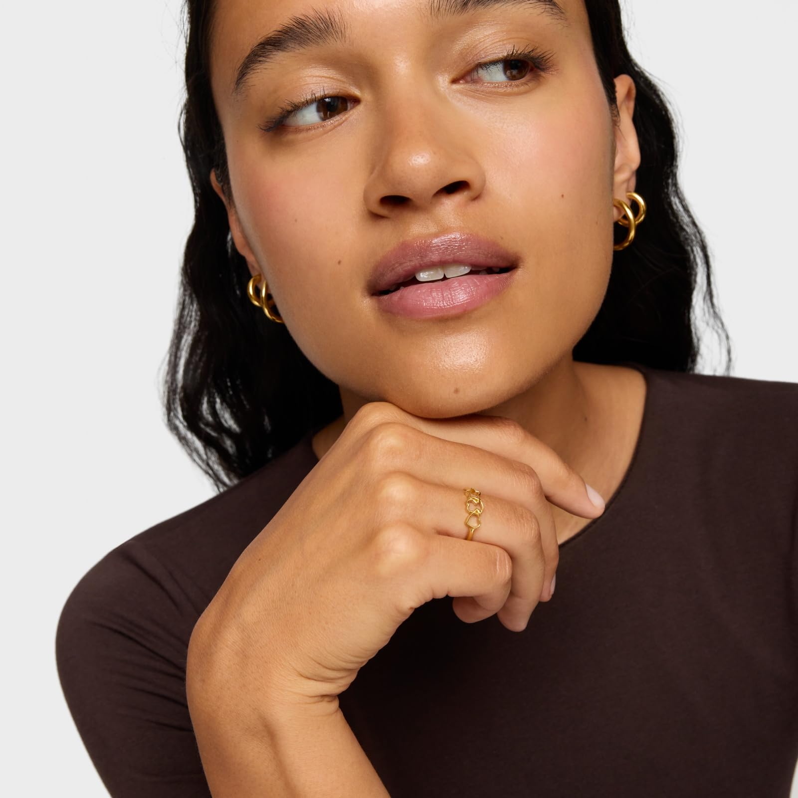 TOUS Anillo con Motivo de Oso, Corazón y Estrellas con Baño de Oro 18kt sobre Plata de Primera Ley, Colección Motivos