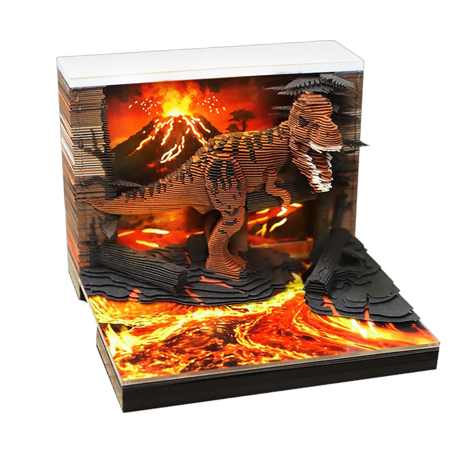 3D-Schreibtischkalender, lustig, zum Abreißen, Papierschnitzerei, Kunst, Dinosaurier-Haftnotizen | Tischkalender 2027 zur Gewohnheitenverfolgung Schule Büro Deko