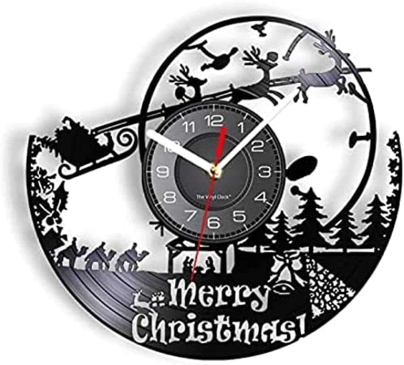 Cadeau Père Noël original horloge en vinyle Saint Nicolas pour amateurs d'objets rétro