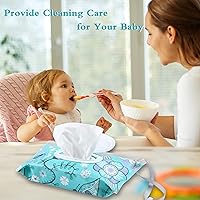Vista 6 de FEBSNOW Paquete de 2 dispensadores de toallitas para bebé, soporte portátil reutilizable, contenedor de toallitas para bebés, toallitas de viaje