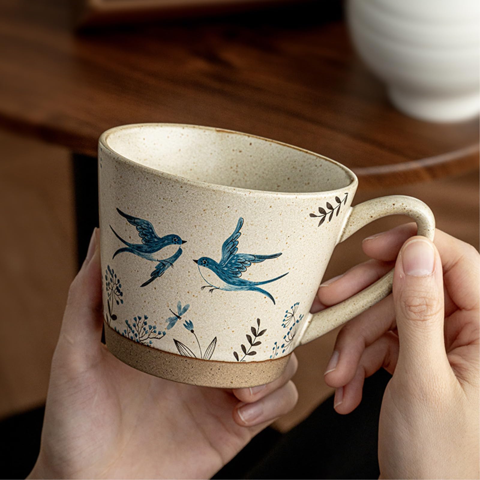 Taza de café de 435 ml, taza de desayuno de oficina, tipo V
