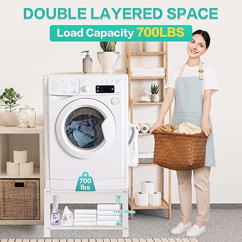 Miniatura 4 de Pedestal universal para lavadora y secadora de 28 pulgadas de ancho x 28 pulgadas de profundidad x 16 pulgadas de alto, capacidad de carga de 700