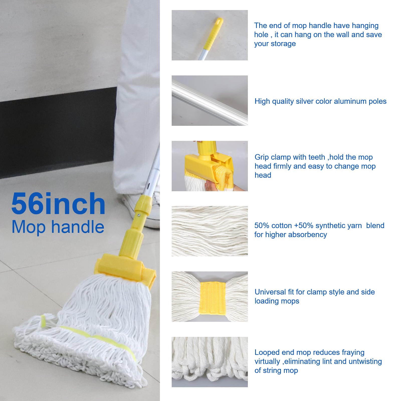 Midoneat Wischeimer mit Auswringer, 22 Qt (5,5 Gallonen), Griff, Räder, Bodenreinigung, 41,9 cm L x 26,9 cm B x 67,1 cm H, Gelb, fügen Sie einen Baumwollmopp hinzu