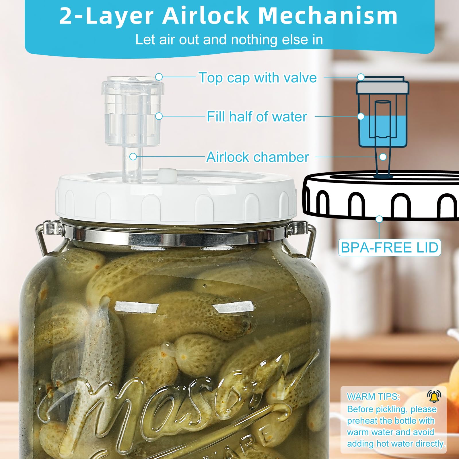 Absovetu Grands bocaux de fermentation avec sas d'air de 5,5 l - 4