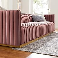 Vista 10 de Modway Conjure - Sofá seccional tapizado de terciopelo de alto rendimiento, con canal, silla sin brazos en negro y gris