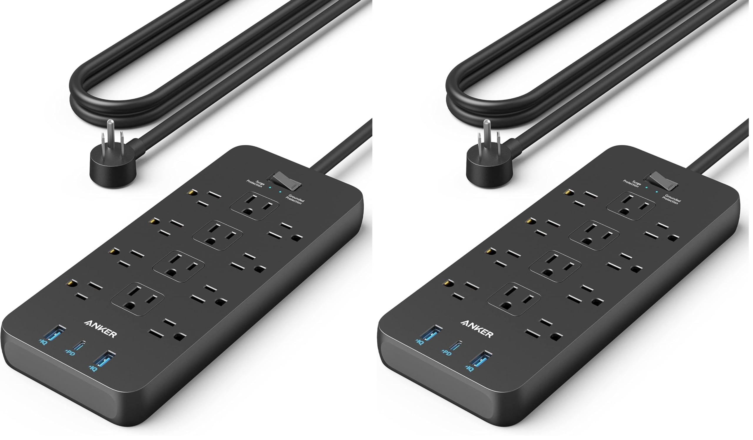 Anker Power Strip with 3 USB Ports, Surge Protector (2100J-10ft), 12 Outlets, 2 