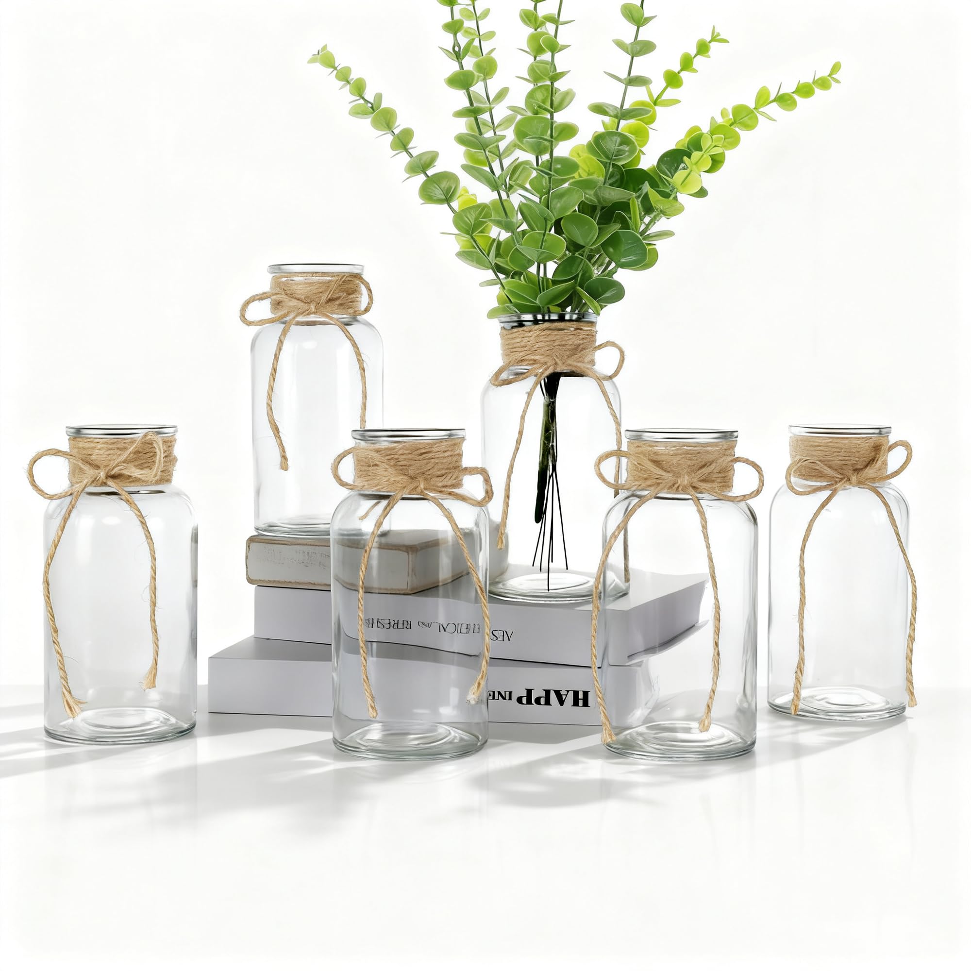 Amazon.com: Set of 6 Vintage Glass Vases for Flowers Farmhouse