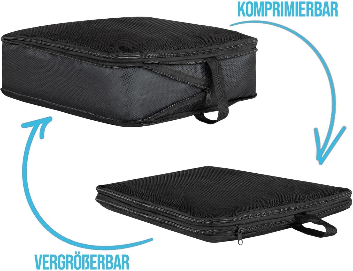 Reisetasche 120-150 L Reisetrolley mit Rollen mit Kleidertaschen Farbe Grau/Blau
