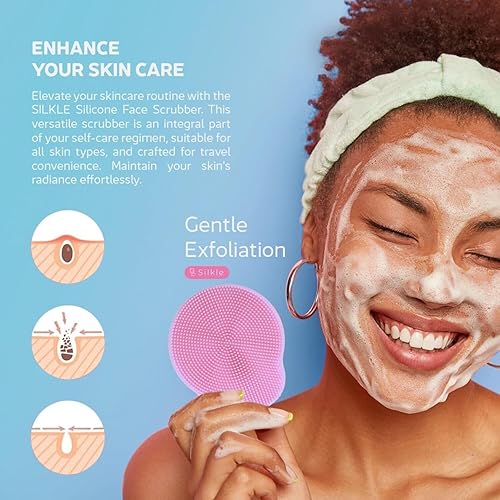 Miniatura 6 de SILKLE Exfoliante facial de silicona, cepillo facial exfoliante para limpieza y exfoliación de la piel, exfoliante y limpiador de silicona suave,