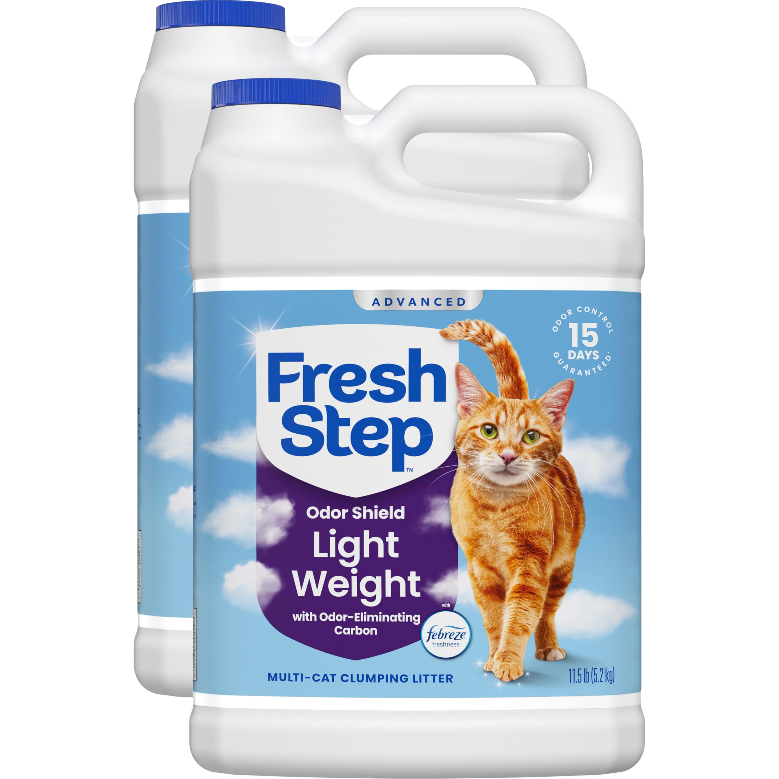 Fresh Step Odor Shield Light Weight Advanced Multi Cat Clumping Litter with Febreze Freshness, 11.5 lb, Pack of 2 (Package May Vary)