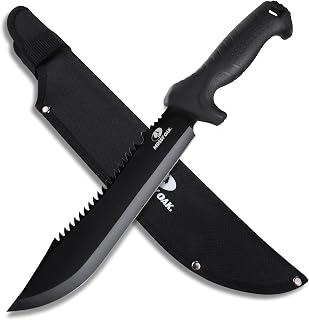 Mossy Oak 16" Heavy Duty Machete with Sawback Blade, Sheath & Non-Slip Handle for Bushcraft, Hunting, Camping & Yard Work