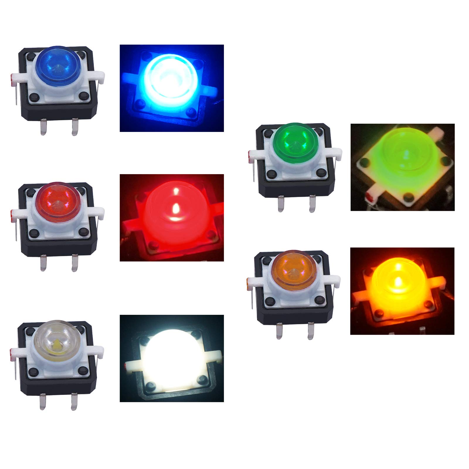 LED Tactile Switch Through Hole 100Pcs Through Hole 6*6mm Micro Push ...