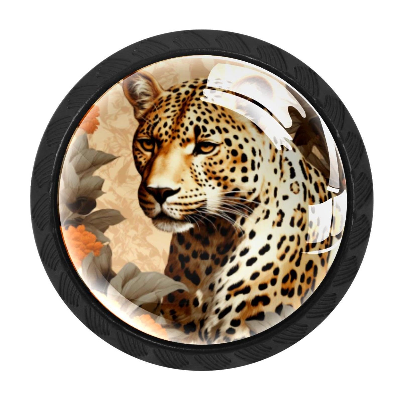Chenzzzz Multicolored 07 4 Pieces Leopard Drawer Knobs, 35Mm Black Cabinet Knobs, Drawer Pulls And Knobs, Dresser Drawer Knobs, Cabinet Hardware Kitchen Cabinet Knobs