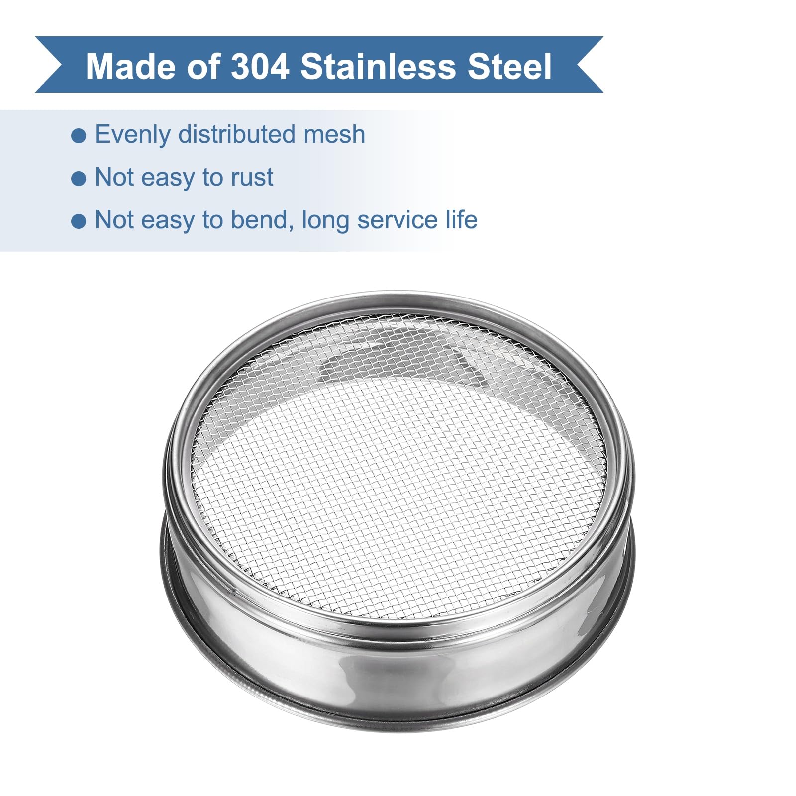 PATIKIL Tamis De Laboratoire 10 Mailles (2mm), Diamètre 15cm (5.9") Grille De Tamisage 304 Acier Inoxydable Maille Fine Tamis Pour Laboratoire Industriel