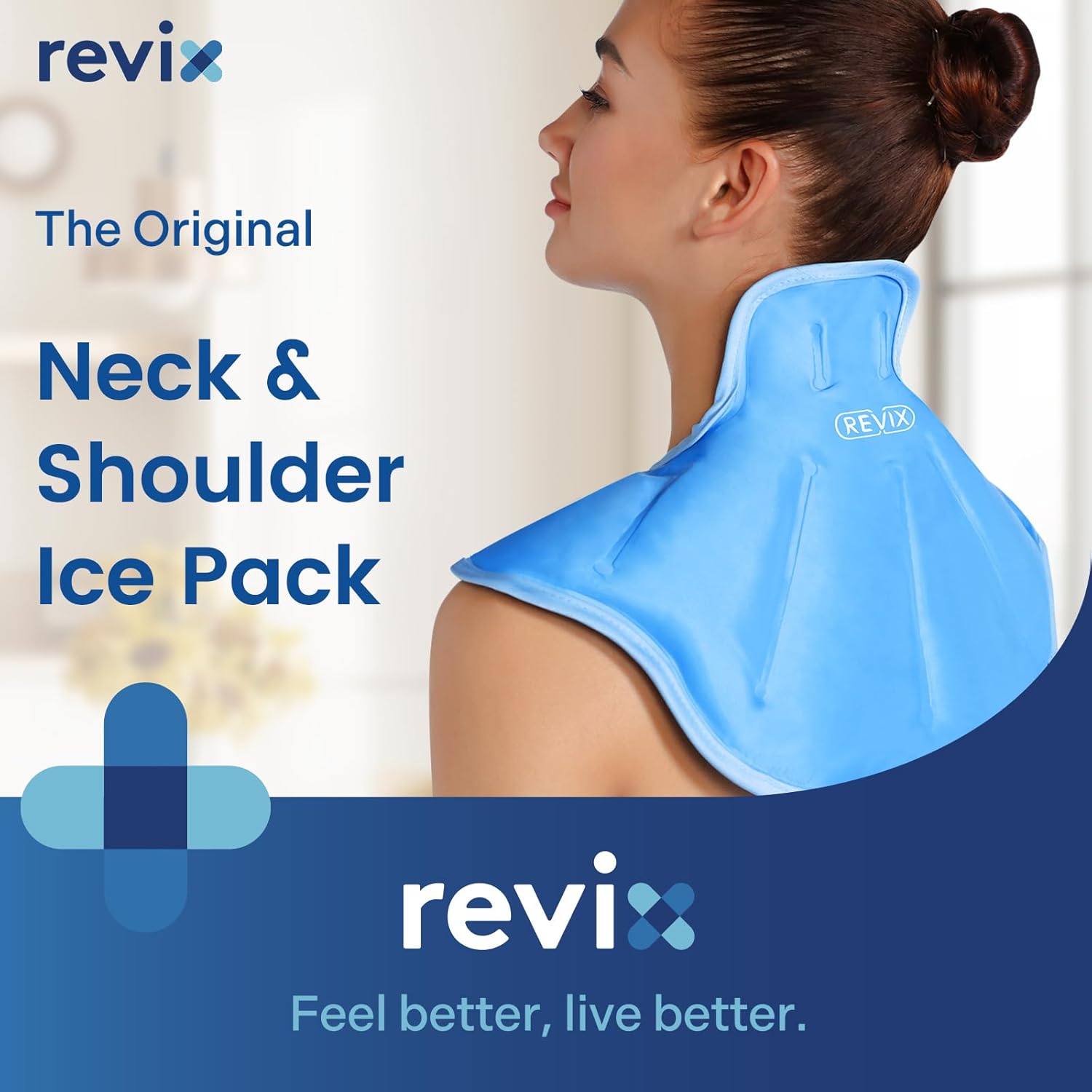 REVIX Ice Pack for Neck and Shoulders Upper Back Discomfort, Large Neck Ice Pack Wrap with Soft Plush Lining, Reusable Gel Cold Compress for Post-Workout Recovery, Blue