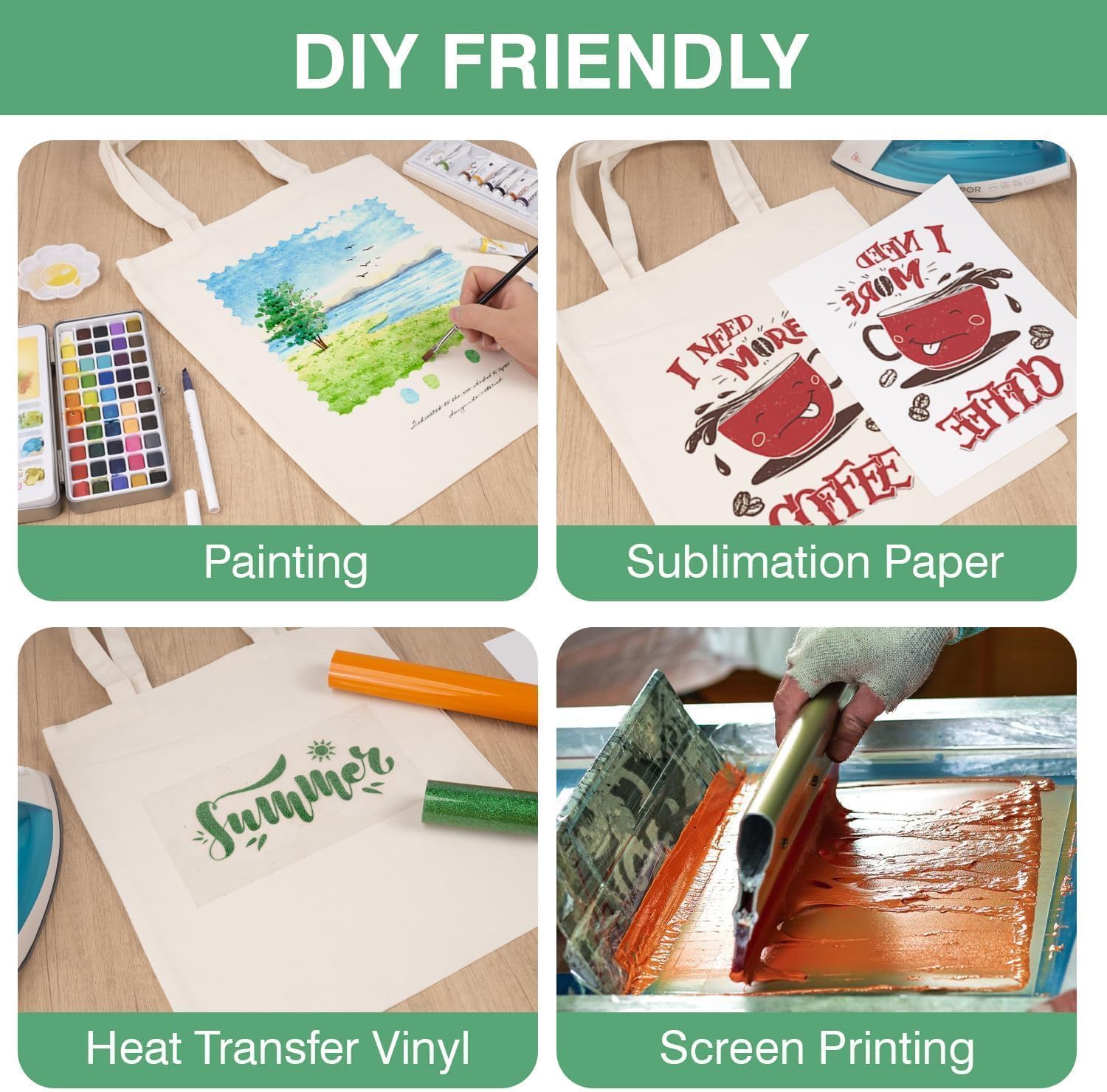 Lzerking Canvas Tote Bag Bulk for DIY Projects, 13x15 Inches Tote Bags for Grocery Shopping, 10oz Machine Washable Fabric