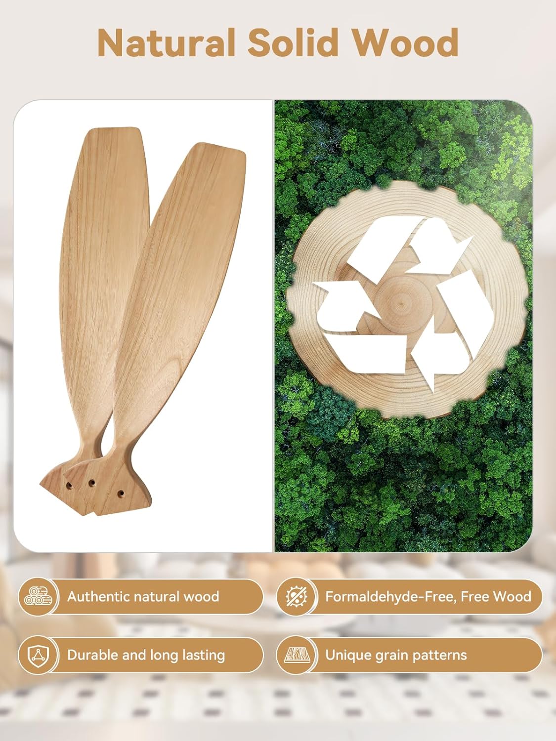 Sofucor Ceiling Fan with Lights, 52 Inch Low Profile Flush Mount Mordern Wood Ceiling Fan with Remote for Indoor Farmhouse Bedroom Living Room Outdoor Patio Porch, Reversible DC Motor, Noiseless