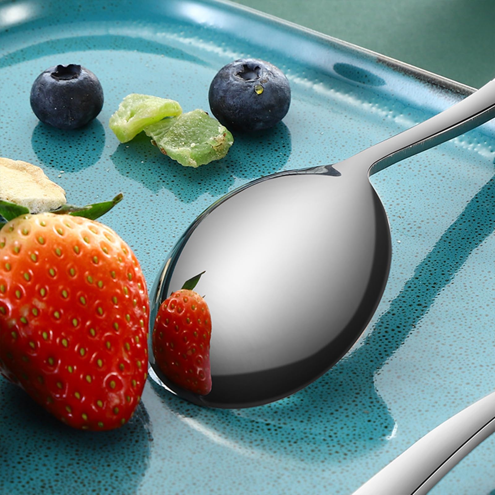 6 Cucchiaini Lunghi In Acciaio Inox 19.5 Cm - Per Caffè, Gelato, Frullati, Lucido A Specchio - 6