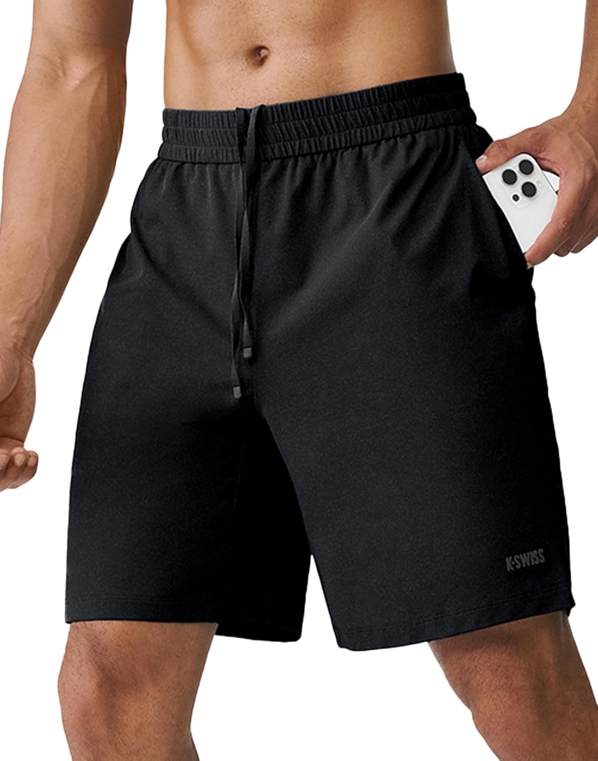 K-Swiss Men's Running Athletic Shorts 8" - Lightweight Quick Dry Workout Gym Tennis Knit Shorts Active Sport