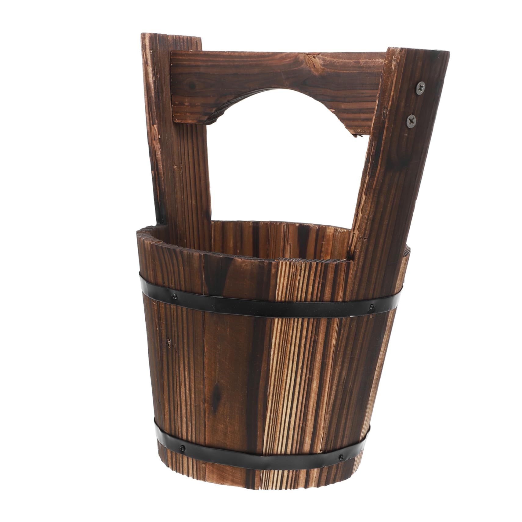 Jardinière en bois tonneau rétro pour plantes et fleurs de terrasse