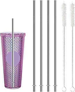10.5 Inch Metal Straw Replacement for Starbucks 24 oz, 10.5" X 0.31" Reusable Stainless Steel Straws with Cleaning Brush, Compatible with Starbucks Cup Tumbler (4+2)