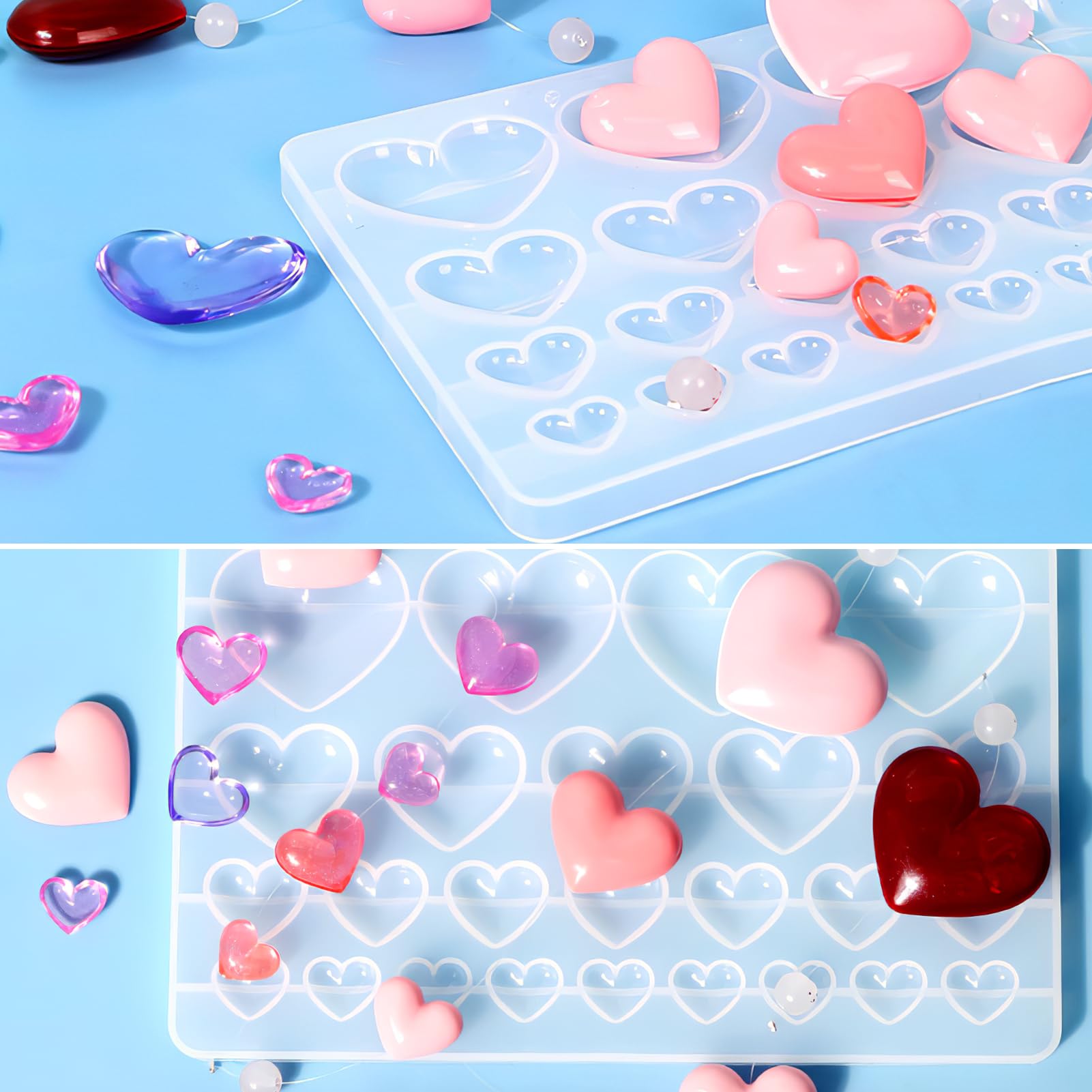 3D Heart Shape Silicone Resin Molds 25 Cavities Casting Heart Shape Mold for DIY Crafts/Jewelry/Pendants/Keychains/ - Image 4