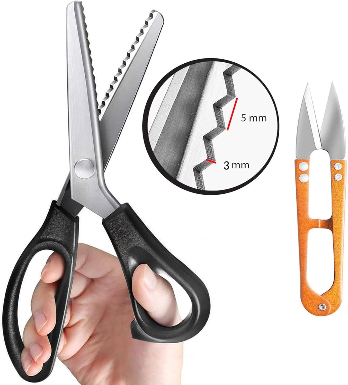 Shears Comfort Grips Crafts Zig Zag Cut Sewing Scissors, Professional Handheld Dressmaking, Pinking Shears, Zig Zag Craft Scissors Decorative Edge, Pinking Shears for Fabric Cutting