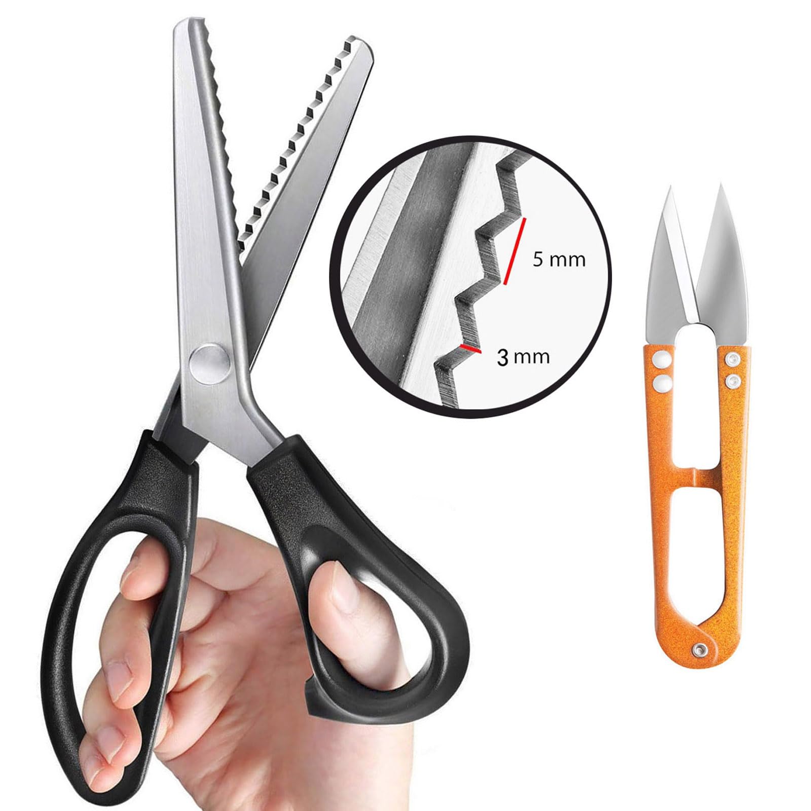 Shears Comfort Grips Crafts Zig Zag Cut Sewing Scissors, Professional Handheld Dressmaking, Pinking Shears, Zig Zag Craft Scissors Decorative Edge, Pinking Shears for Fabric Cutting