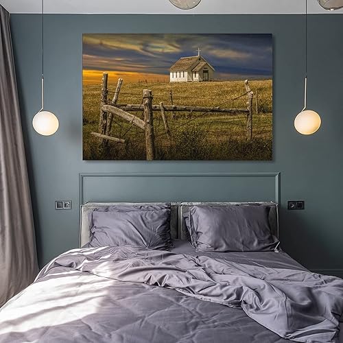Miniatura 8 de Hermoso póster de la antigua iglesia del país, paisajes naturales, naturaleza muerta al atardecer en Dakota del Sur, pinturas artísticas de pared en