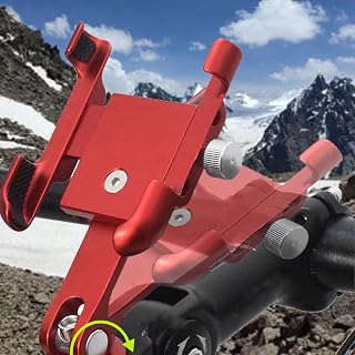 Bike Phone Mount, Shockproof 270 Degree Adjustable Rotatable | Aluminum Alloy Bicycle Stem Phone Holder, for Smartphones Cycling Navigation Photography (Red)