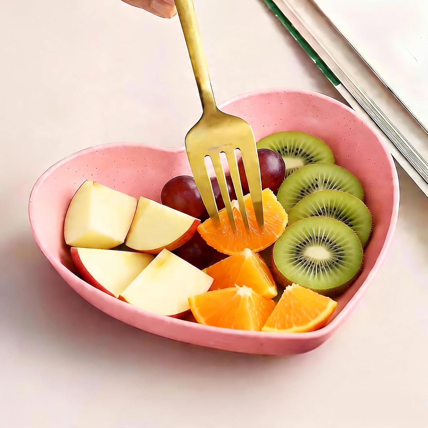 Heart Shaped Plates Unbreakable Food Serving Platters for Parties (5 Pink)