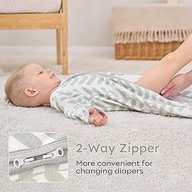 Yoofoss Baby Sleep Sack 12-18 Months Long Sleeve Wearable Blanket Baby 100% Cotton 2-Way Zipper 0.5 Tog Toddler Sleeping Sack, Lightweight(Large)