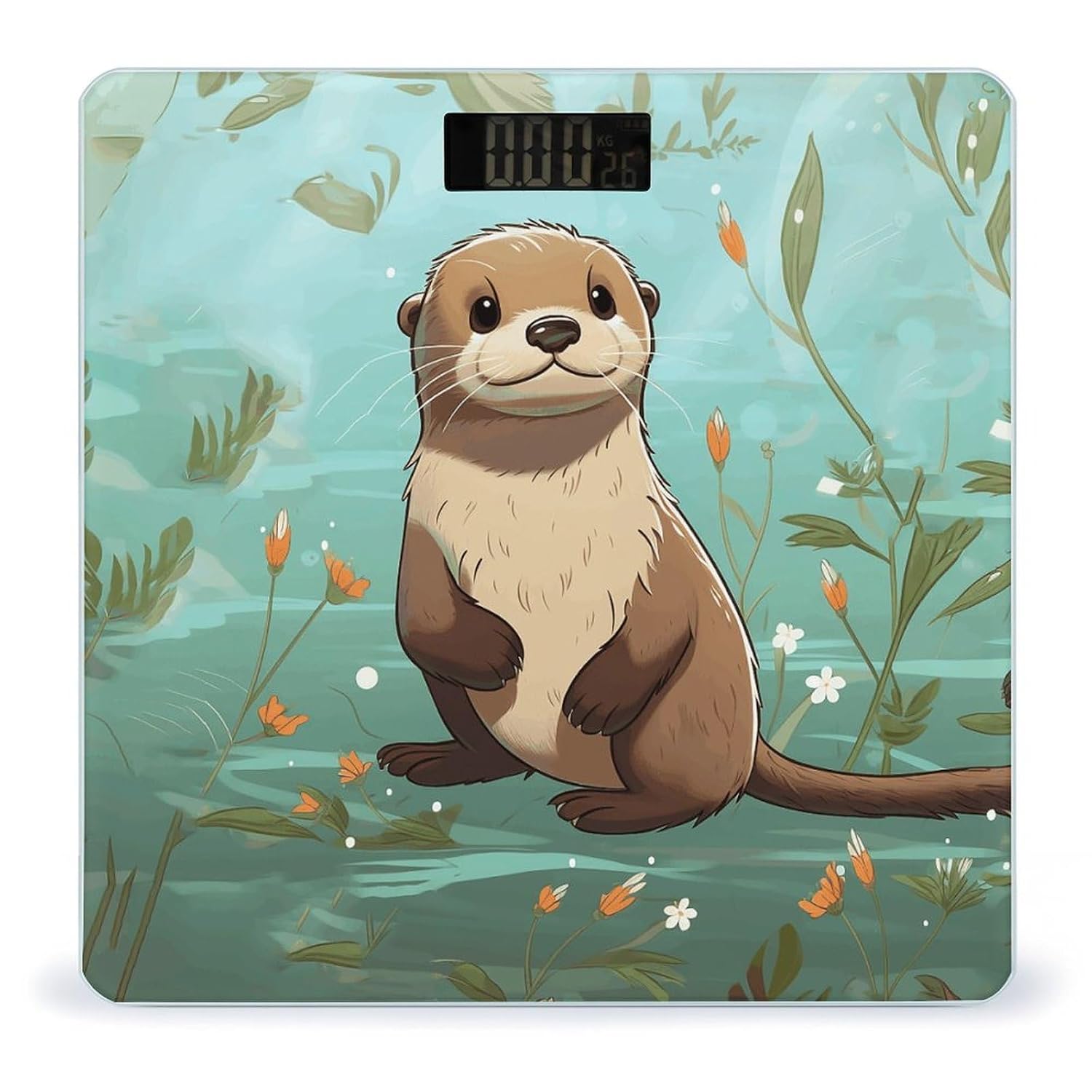 Báscula digital para baño con diseño Otter de vidrio templado