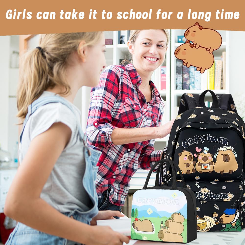Mochila Escolar Capybara, Capybara Bolsa de Almuerzo Niño, Escolar de Dibujos Animados en 3D Escolares Anime Mochila,Schoolbag escolar de dibujos animados para niños