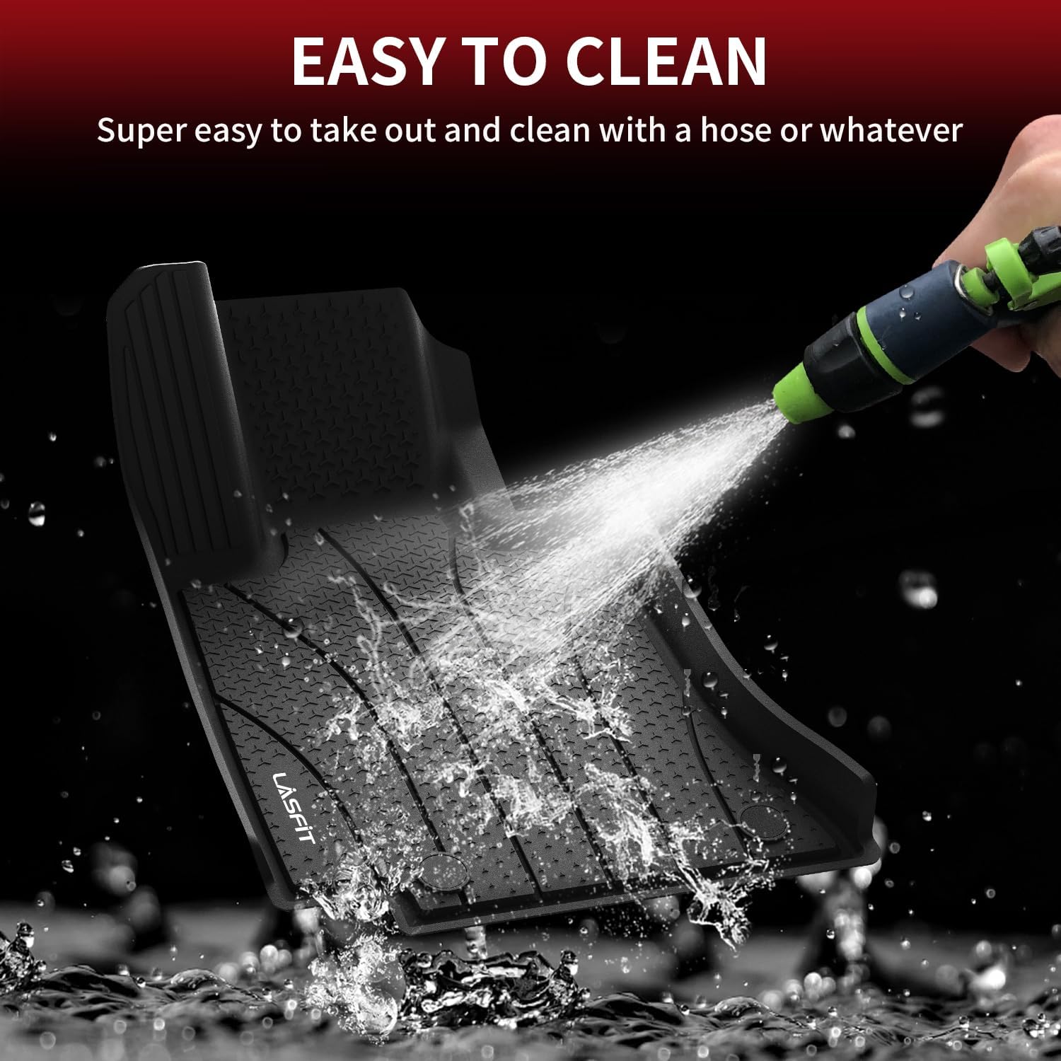 LASFIT Floor Mats for Mercedes Benz E Class E350 / E450 AMG / E53 2026 2025 2024 (Fit Sedan & All-Terrain), All Weather TPE Anti-Slip Floor Liners Fit for E Class 2024-2026, 1st & 2nd Row Set, Black - Image 7