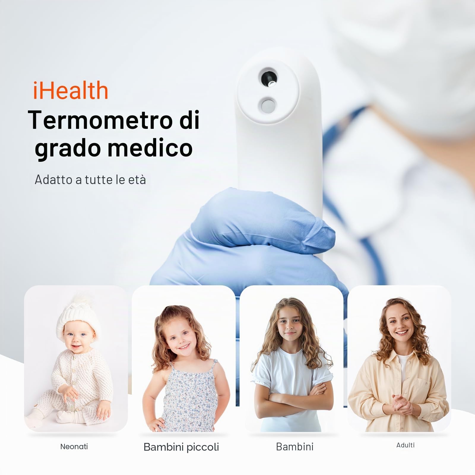 iHealth no-touch termometro della fronte, termometro a infrarossi digitale per adulti e bambini, senza contatto termometro del bambino con 3 sensori ultra-sensibili (pt3)