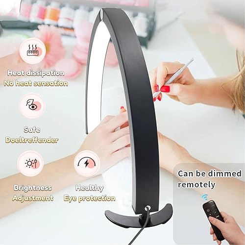 Miniatura 2 de Rosvola ROSVOLA3RT7A - Lámpara de escritorio plegable para uñas de 40 W, 28 pulgadas, 7 colores, lámpara de mesa de media luna, lámpara de luz de