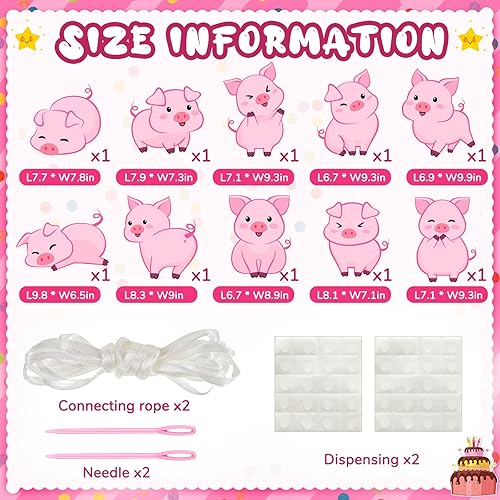 Miniatura 2 de Jecery Decoración de fiesta de cumpleaños con estampado de cerdo, letreros de puerta con temática de animales de granja, carteles de recortes de