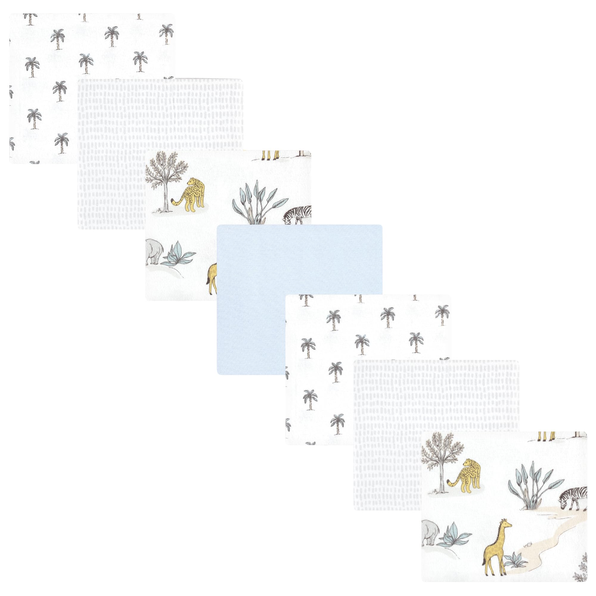 Hudson Baby Unisex Baby Cotton Poly Flannel Receiving Blankets Bundle, Boy Safari World, One Size