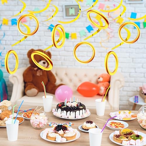 Miniatura 4 de 60 PCS Gold Ring Themed Party Hanging Swirls Sparkle Golden Ceiling Hanging Streamers Gold Ring Swirl Decorations for Birthday Graduation Wedding