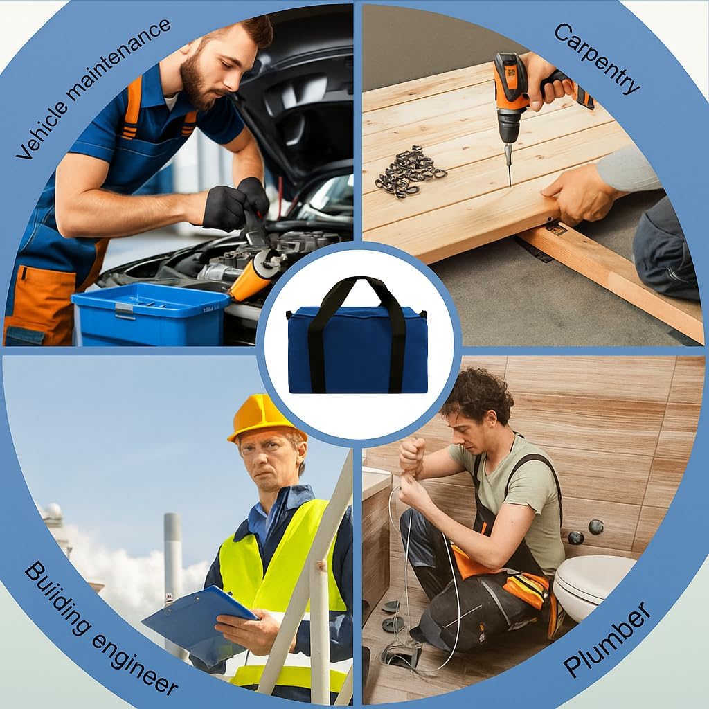 Small Tool Bag,Close Top Wide Mouth Tool Organizer Bag,Large Capacity Tool Bags for Men,Canvas Tool Storage Bag for Storage Handbag for Screwdrivers,Wrench,Pliers Hand Tools (Royal Blue, 20 Inch)