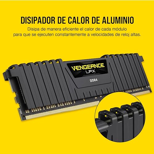 Corsair Vengeance LPX DDR4 RAM 32Go (2x16Go) Jusqu'à 3200MHz CL16 Intel XMP 2.0 Mémoire d'ordinateur - Noir (CMK32GX4M2E3200C16) - 4