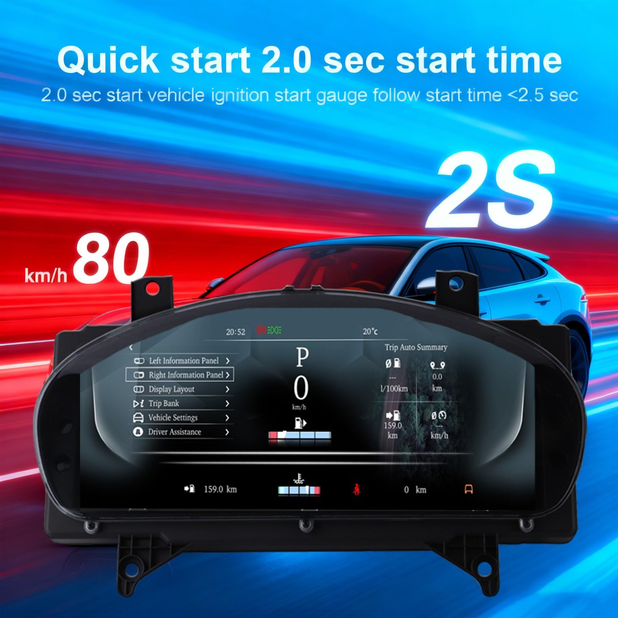 Compteur de Vitesse Compteur De Vitesse, Tableau De Bord, Panneau, Jauge De Cockpit, 12.3 Pouces, Convient pour Jaguar XJ XJL 2010 – 2015