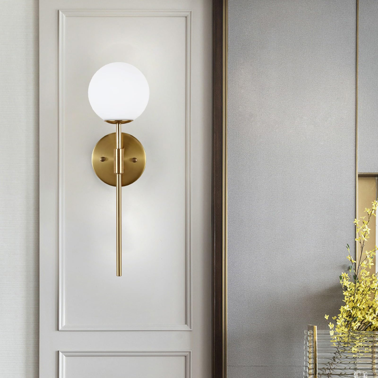 Wandlampe Innen E27 Wandleuchte Nordic Modern Wandbeleuchtung mit Glas Lampenschirm Wandleuchten Kreative Dekorative für Schlafzimmer Wohnzimmer Treppenhaus (Schwarze,2 Stück)
