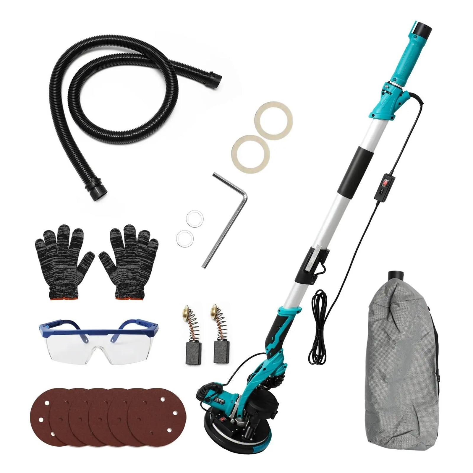 Wafohsr One Color 1250W Electric Drywall Sander Wall Grinding Machine Putty Dustless Self Suction Grinning Portable Polishing Auto Dust Powerful Motor